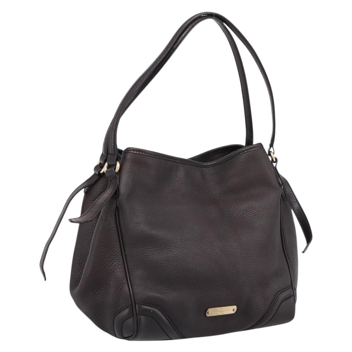 BURBERRY Tote Bag Leather Brown Gold Auth bs37327