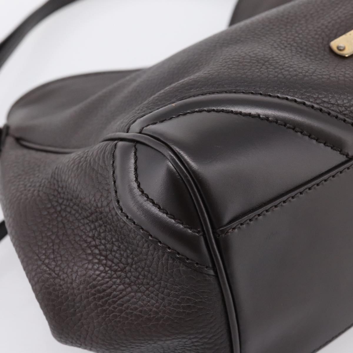 BURBERRY Tote Bag Leather Brown Gold Auth bs37327