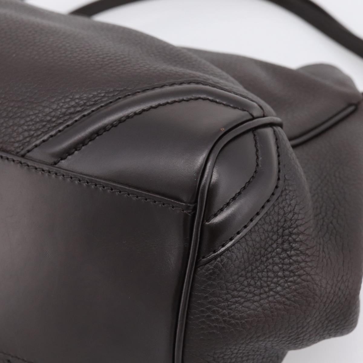 BURBERRY Tote Bag Leather Brown Gold Auth bs37327