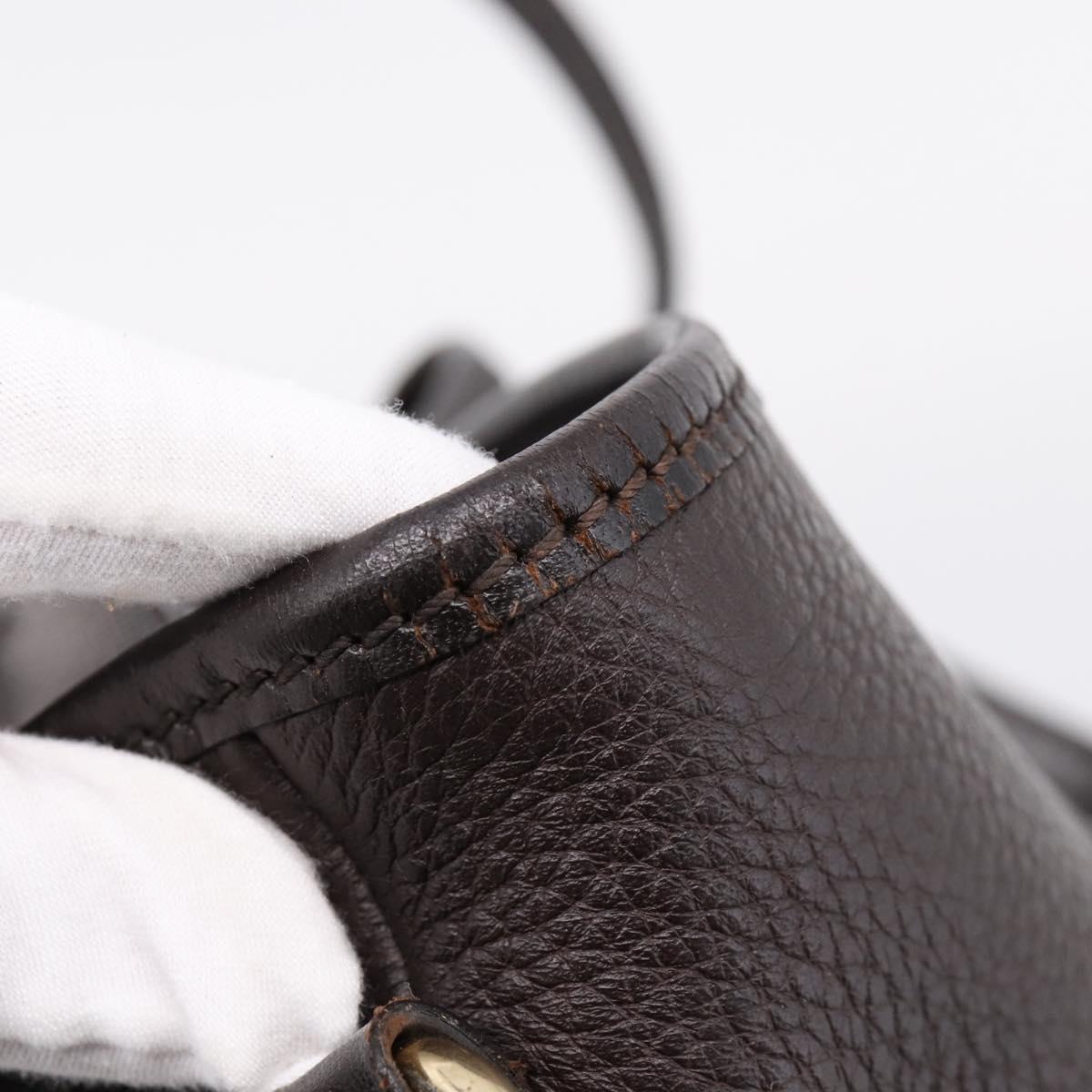 BURBERRY Tote Bag Leather Brown Gold Auth bs37327