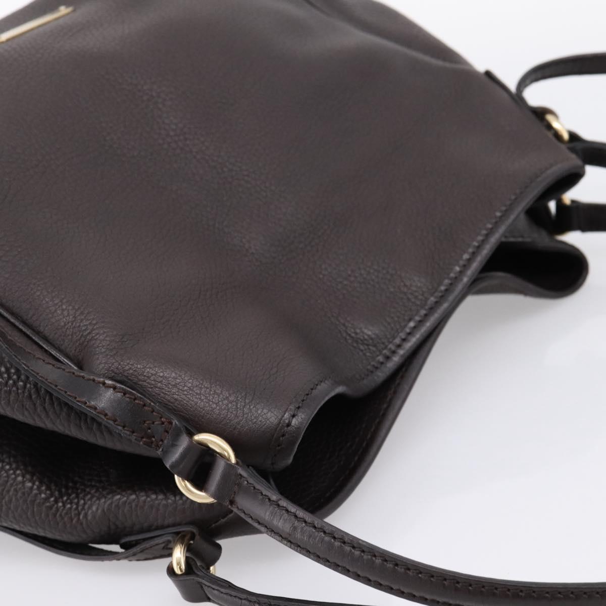 BURBERRY Tote Bag Leather Brown Gold Auth bs37327