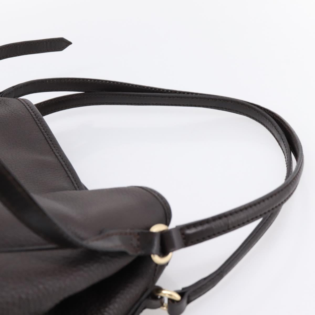 BURBERRY Tote Bag Leather Brown Gold Auth bs37327