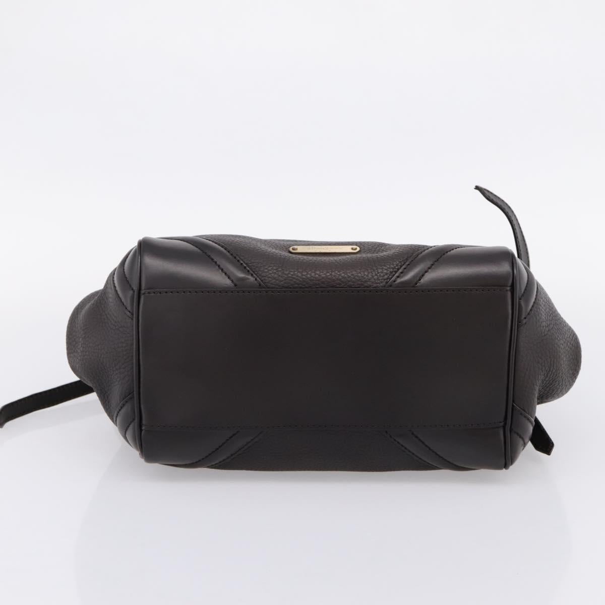 BURBERRY Tote Bag Leather Brown Gold Auth bs37327