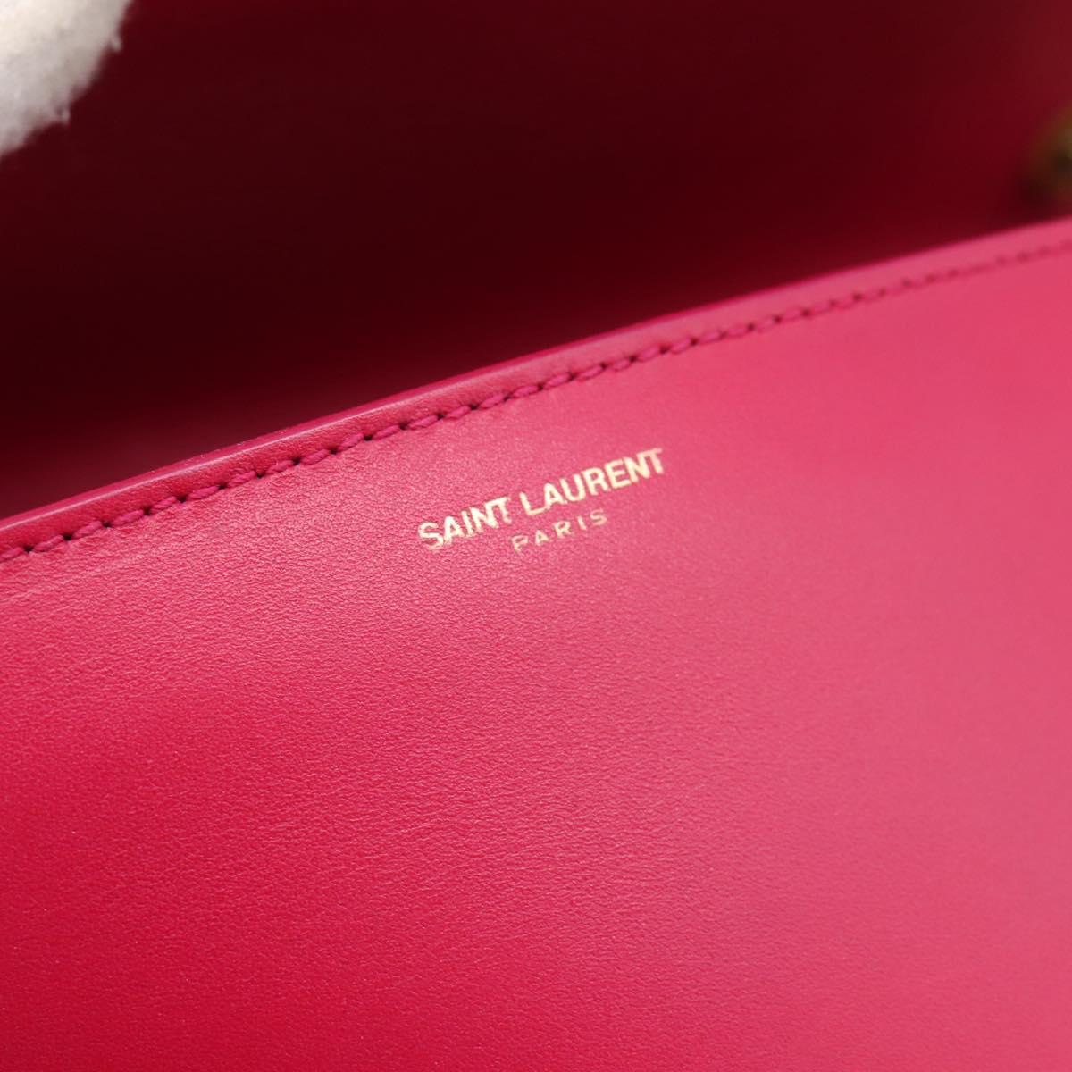 SAINT LAURENT Chain Shoulder Bag Leather Pink Gold Auth bs37328