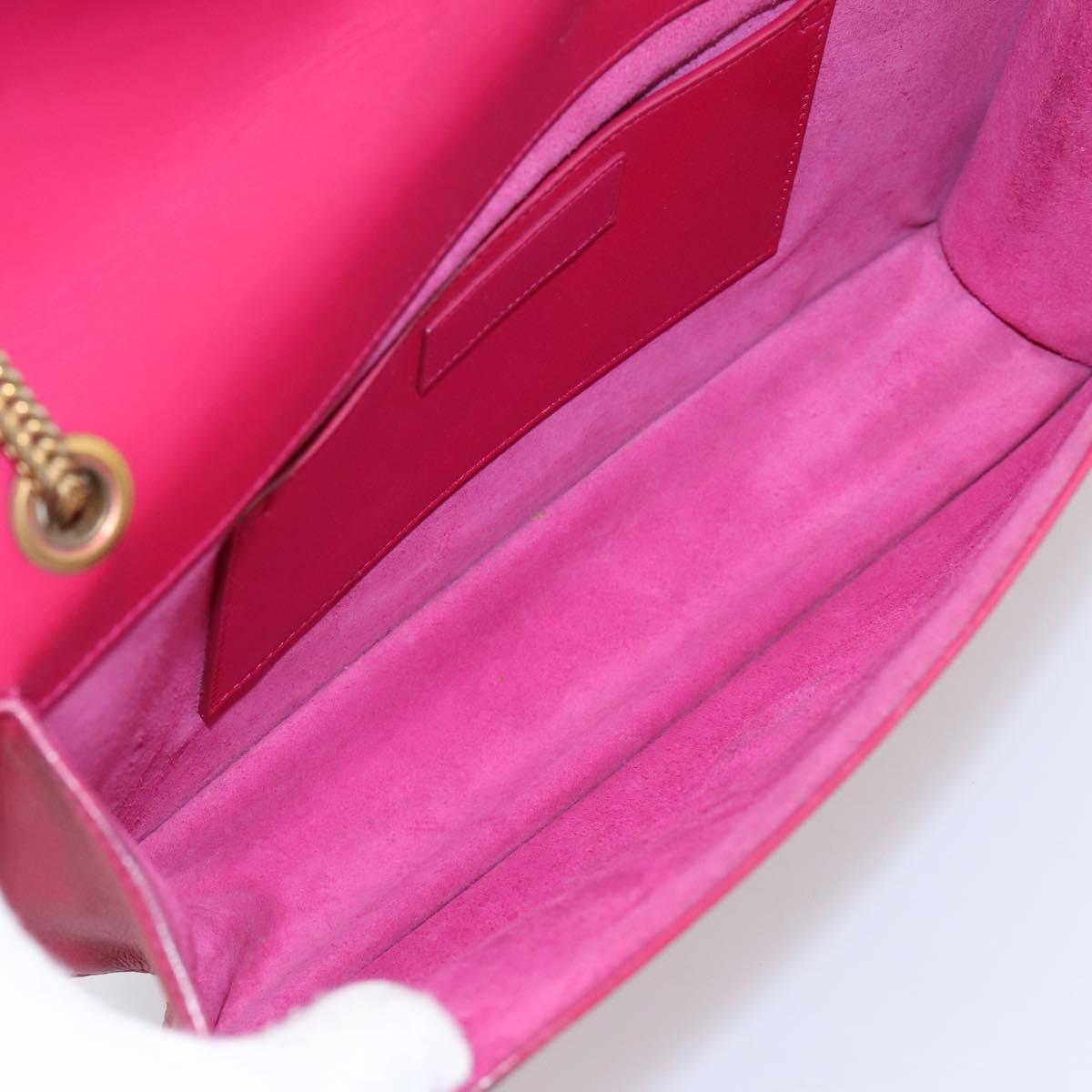 SAINT LAURENT Chain Shoulder Bag Leather Pink Gold Auth bs37328
