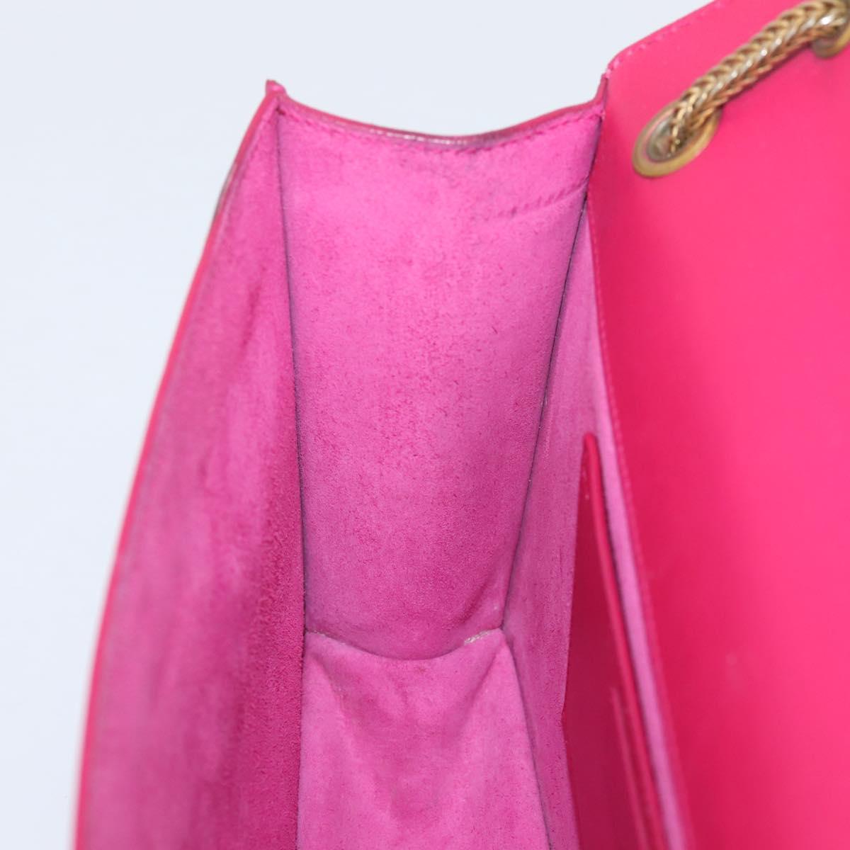 SAINT LAURENT Chain Shoulder Bag Leather Pink Gold Auth bs37328