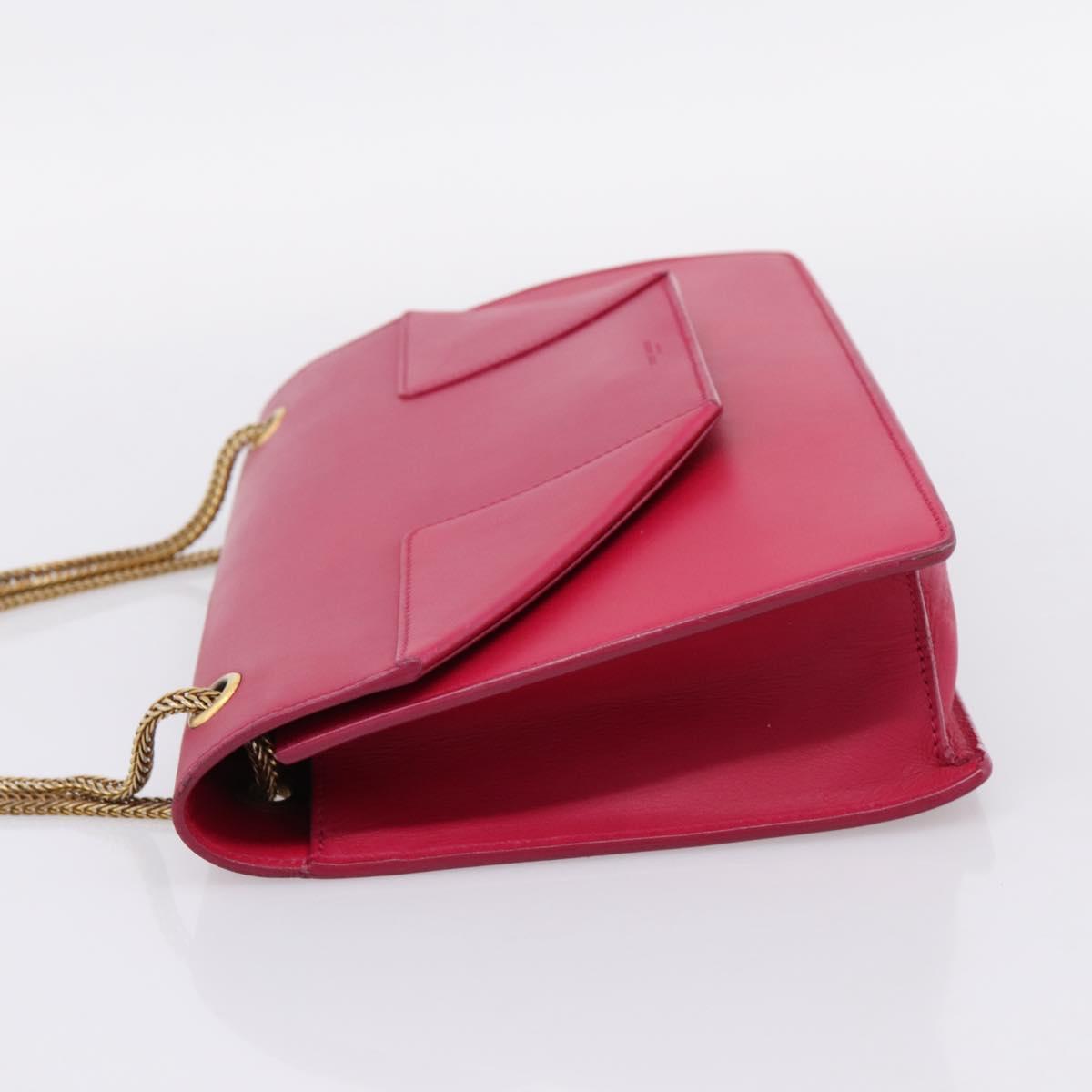 SAINT LAURENT Chain Shoulder Bag Leather Pink Gold Auth bs37328