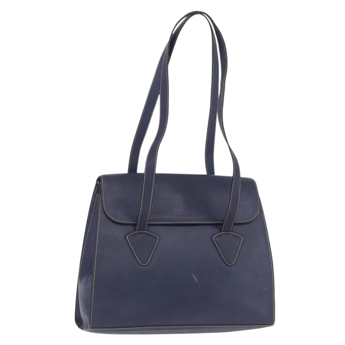 LOEWE Tote Bag Leather Gold Blue Auth bs37329