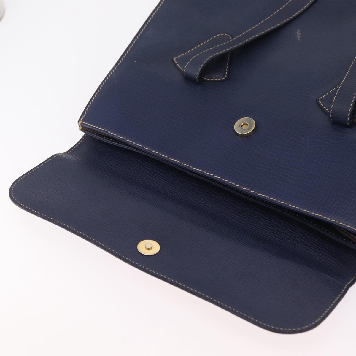 LOEWE Tote Bag Leather Gold Blue Auth bs37329