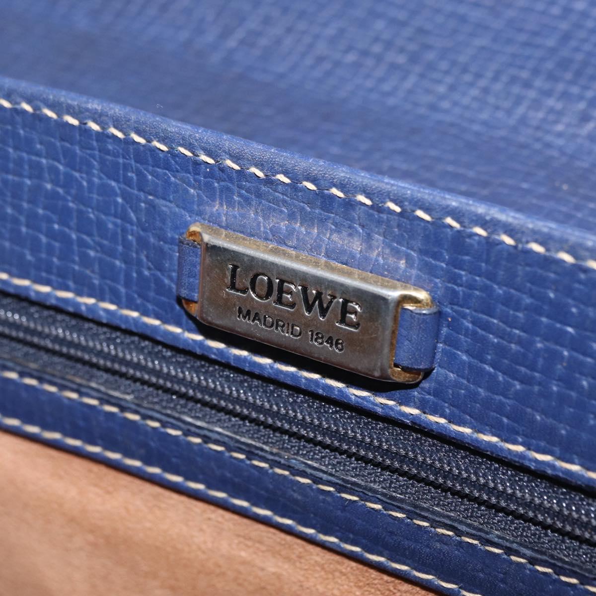 LOEWE Tote Bag Leather Gold Blue Auth bs37329
