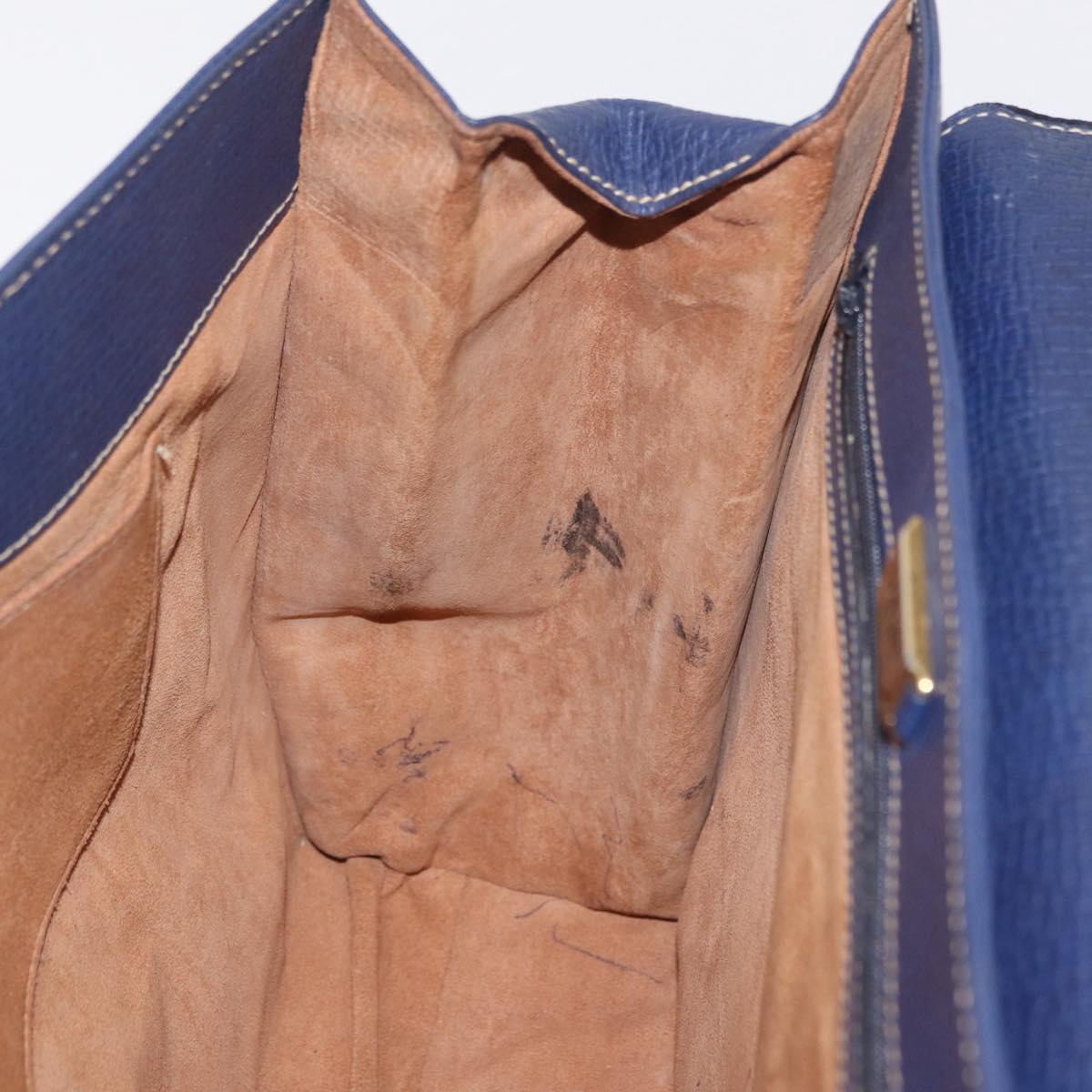LOEWE Tote Bag Leather Gold Blue Auth bs37329