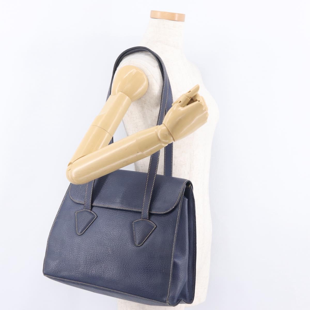LOEWE Tote Bag Leather Gold Blue Auth bs37329