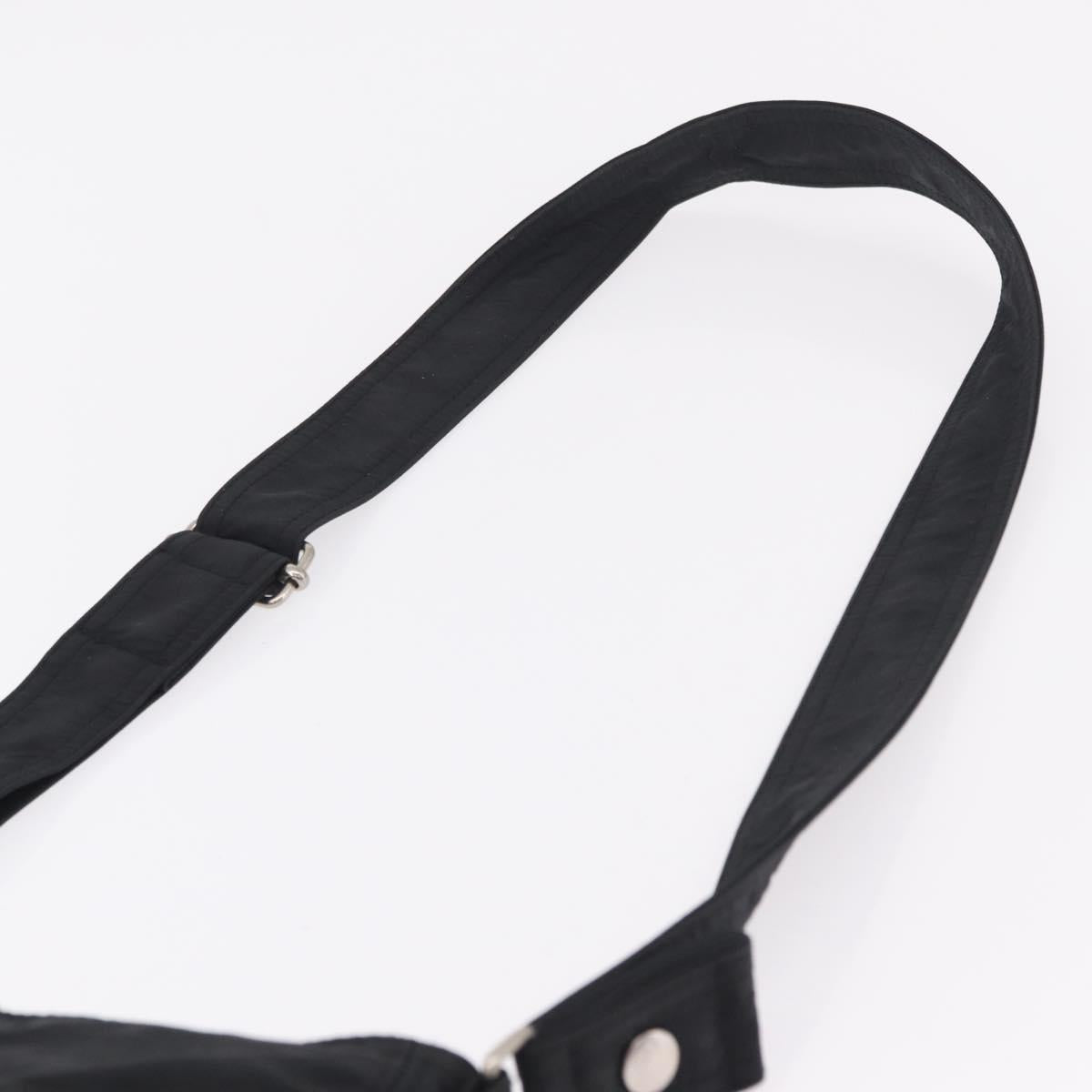 HERMES Acapulco Bandouliere Shoulder Bag Nylon Black Silver Auth bs37330