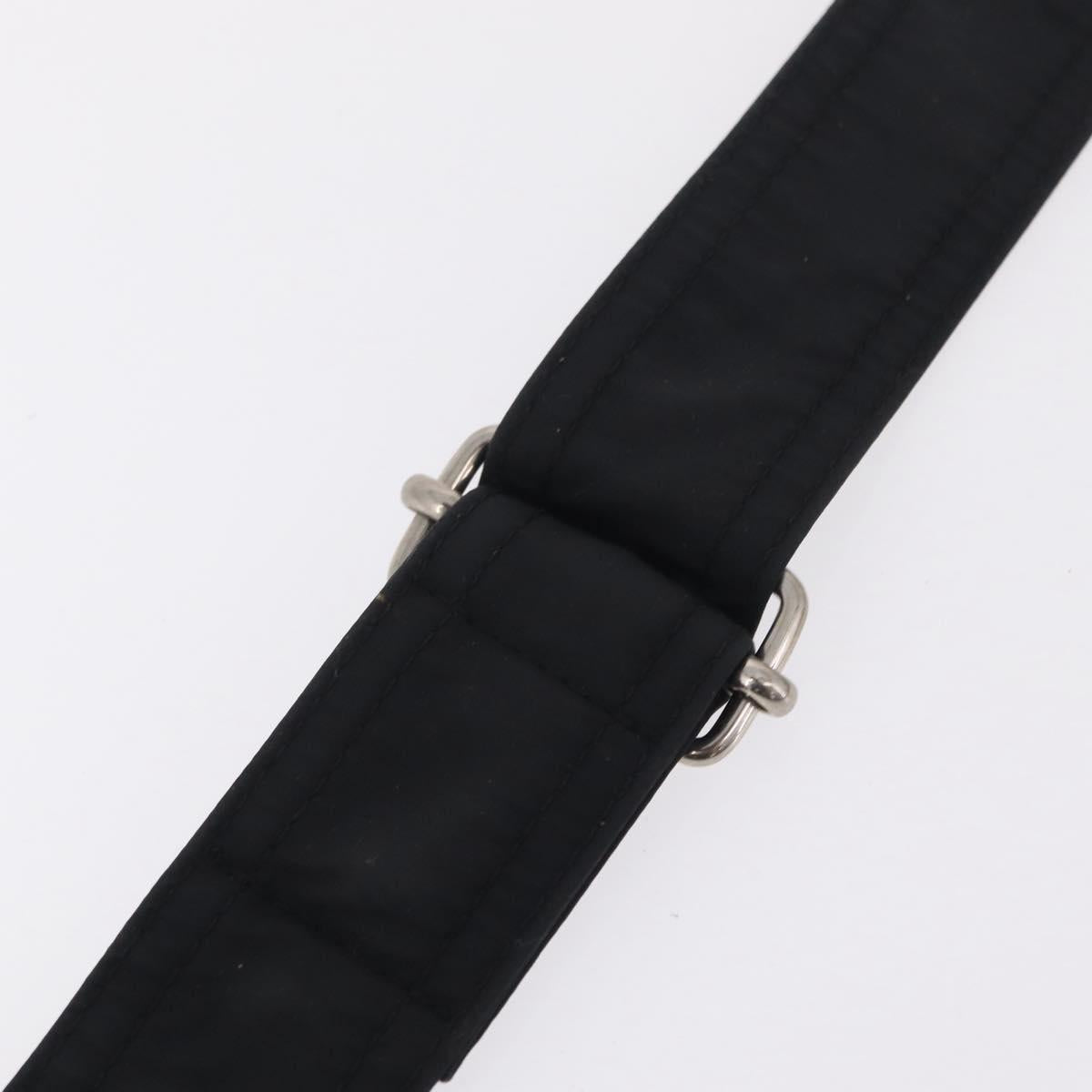HERMES Acapulco Bandouliere Shoulder Bag Nylon Black Silver Auth bs37330