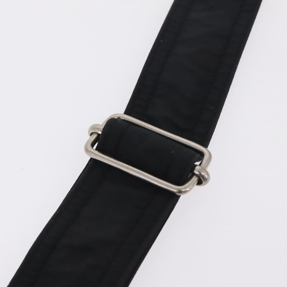 HERMES Acapulco Bandouliere Shoulder Bag Nylon Black Silver Auth bs37330