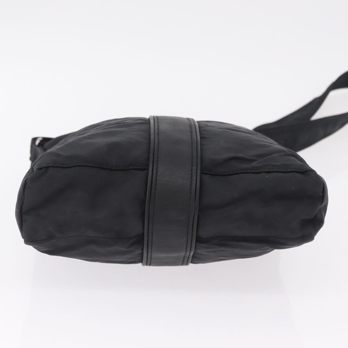HERMES Acapulco Bandouliere Shoulder Bag Nylon Black Silver Auth bs37330