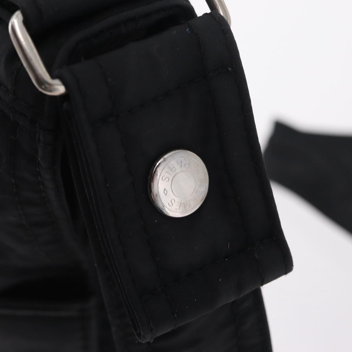 HERMES Acapulco Bandouliere Shoulder Bag Nylon Black Silver Auth bs37330