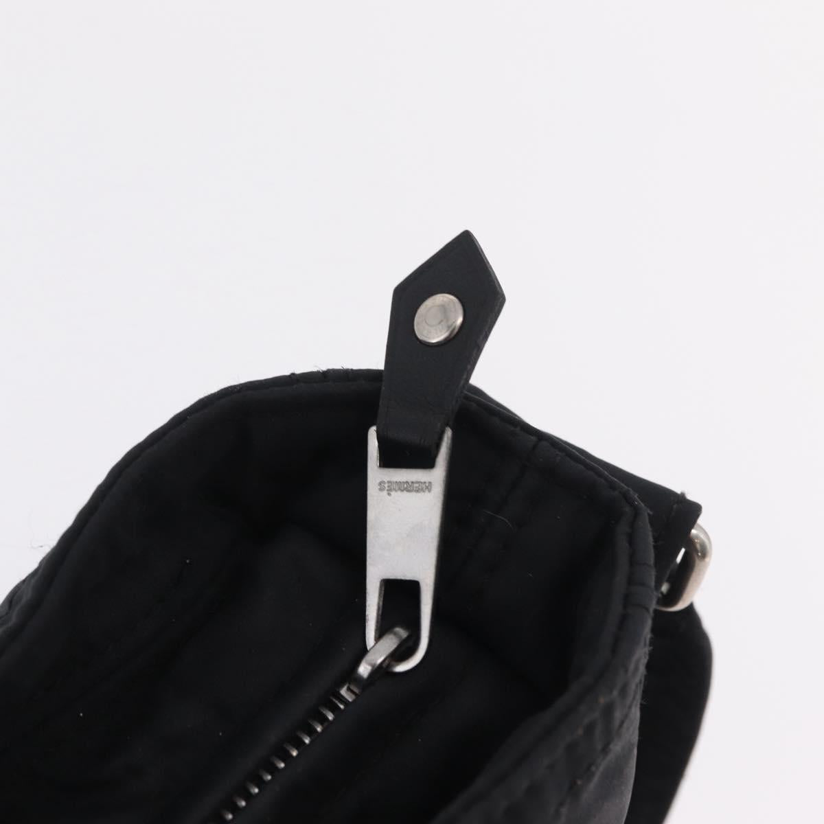 HERMES Acapulco Bandouliere Shoulder Bag Nylon Black Silver Auth bs37330
