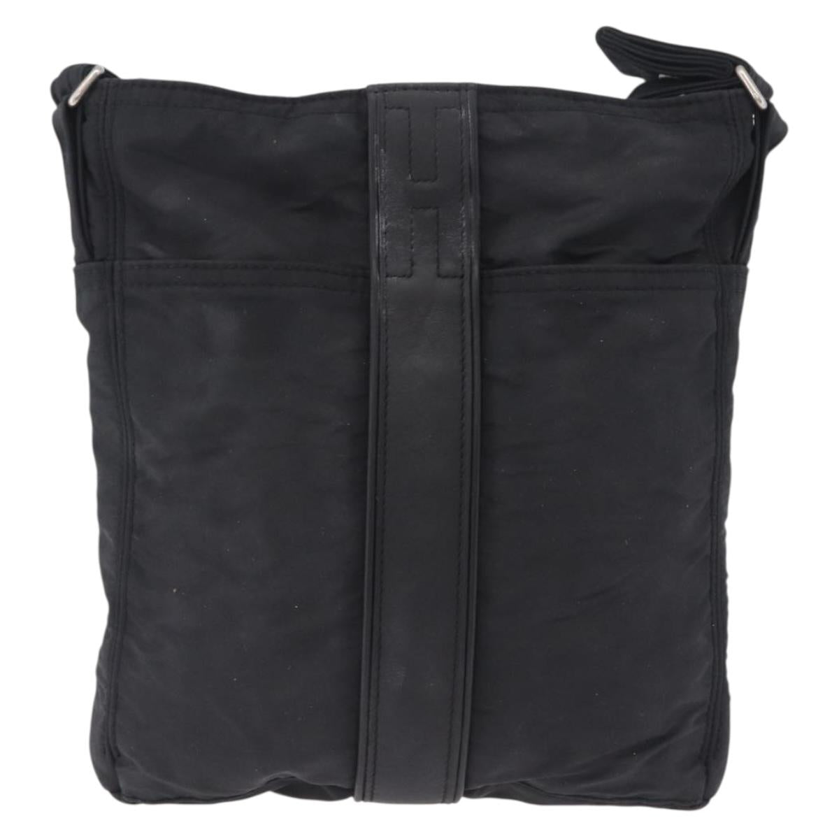 HERMES Acapulco Bandouliere Shoulder Bag Nylon Black Silver Auth bs37330