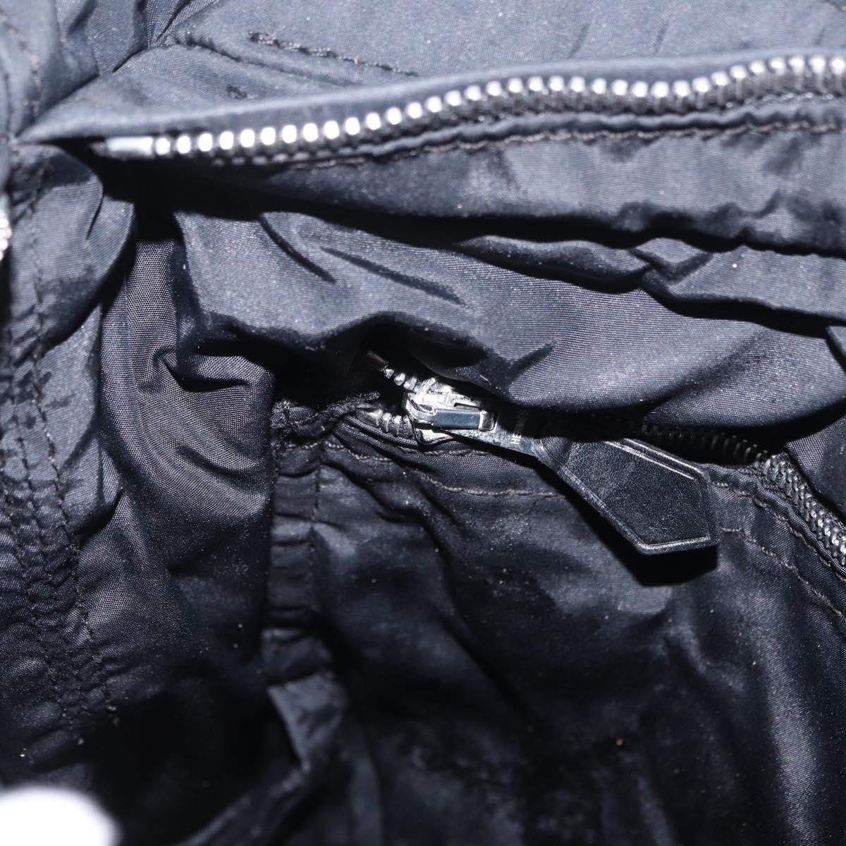 HERMES Acapulco Bandouliere Shoulder Bag Nylon Black Silver Auth bs37330