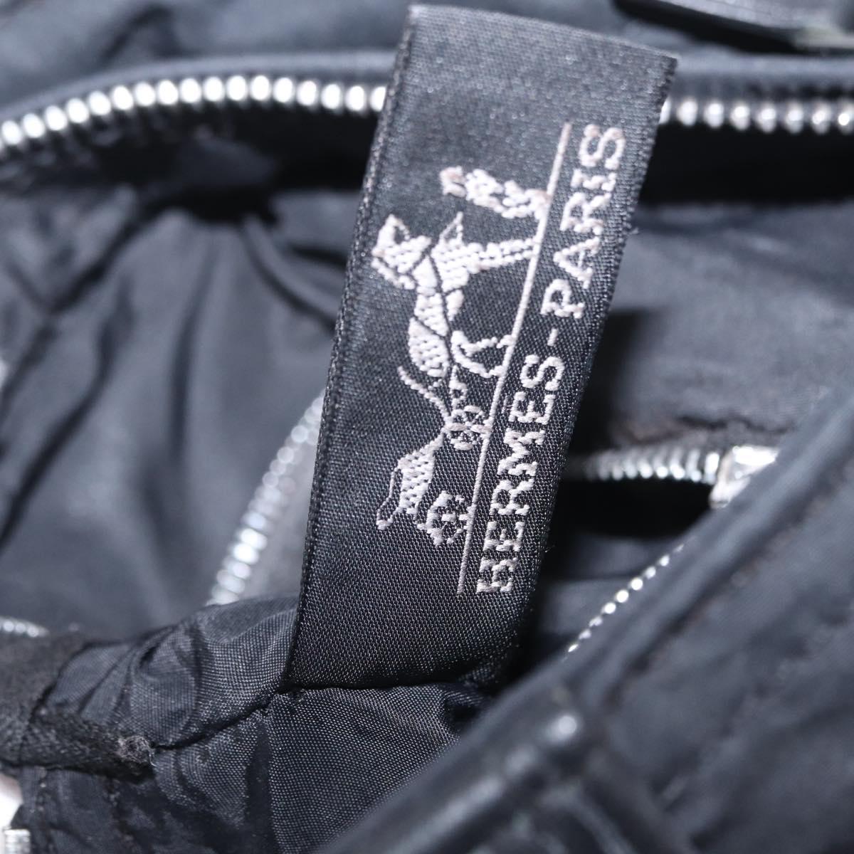 HERMES Acapulco Bandouliere Shoulder Bag Nylon Black Silver Auth bs37330