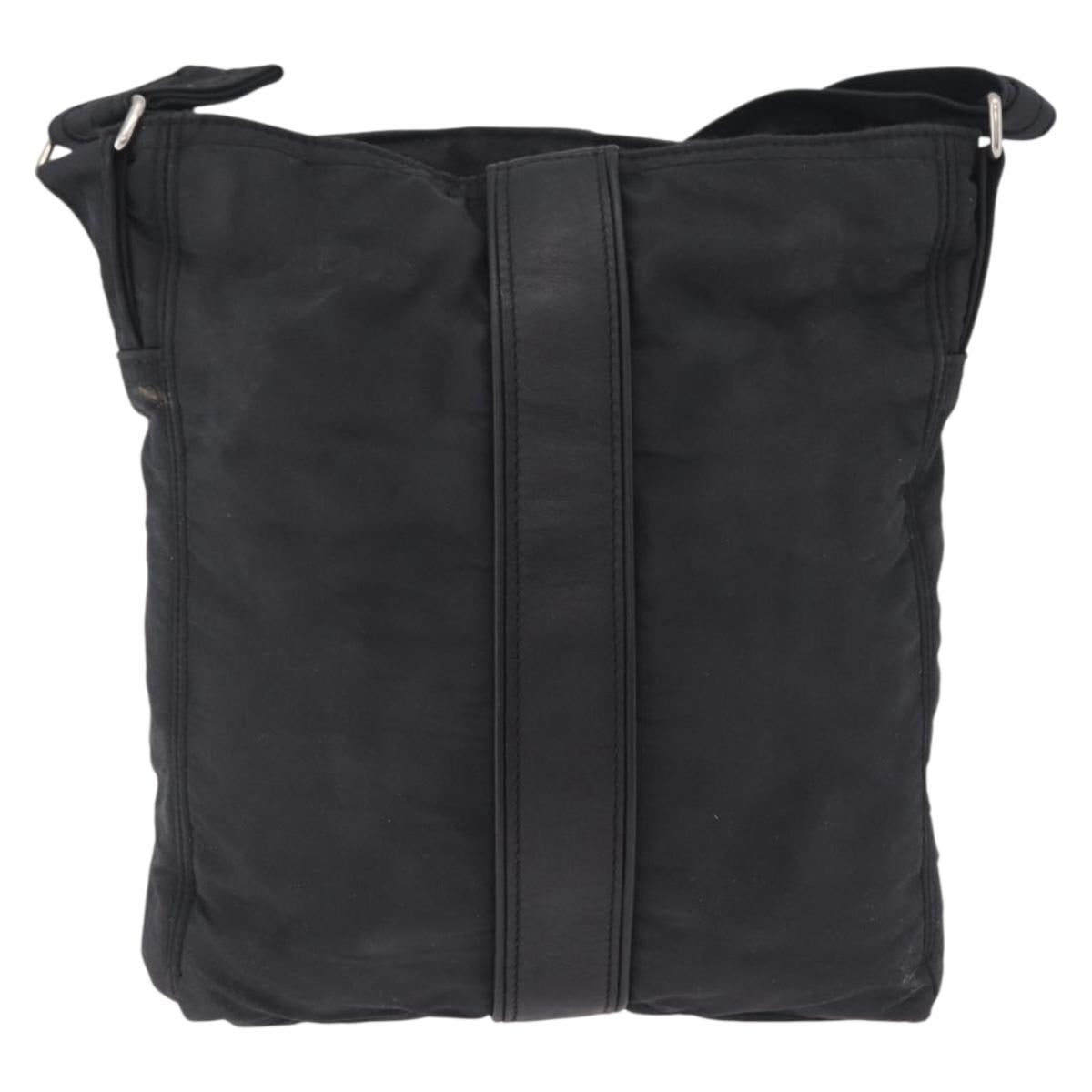 HERMES Acapulco Bandouliere Shoulder Bag Nylon Black Silver Auth bs37330