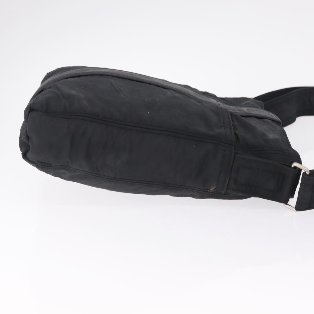 HERMES Acapulco Bandouliere Shoulder Bag Nylon Black Silver Auth bs37330