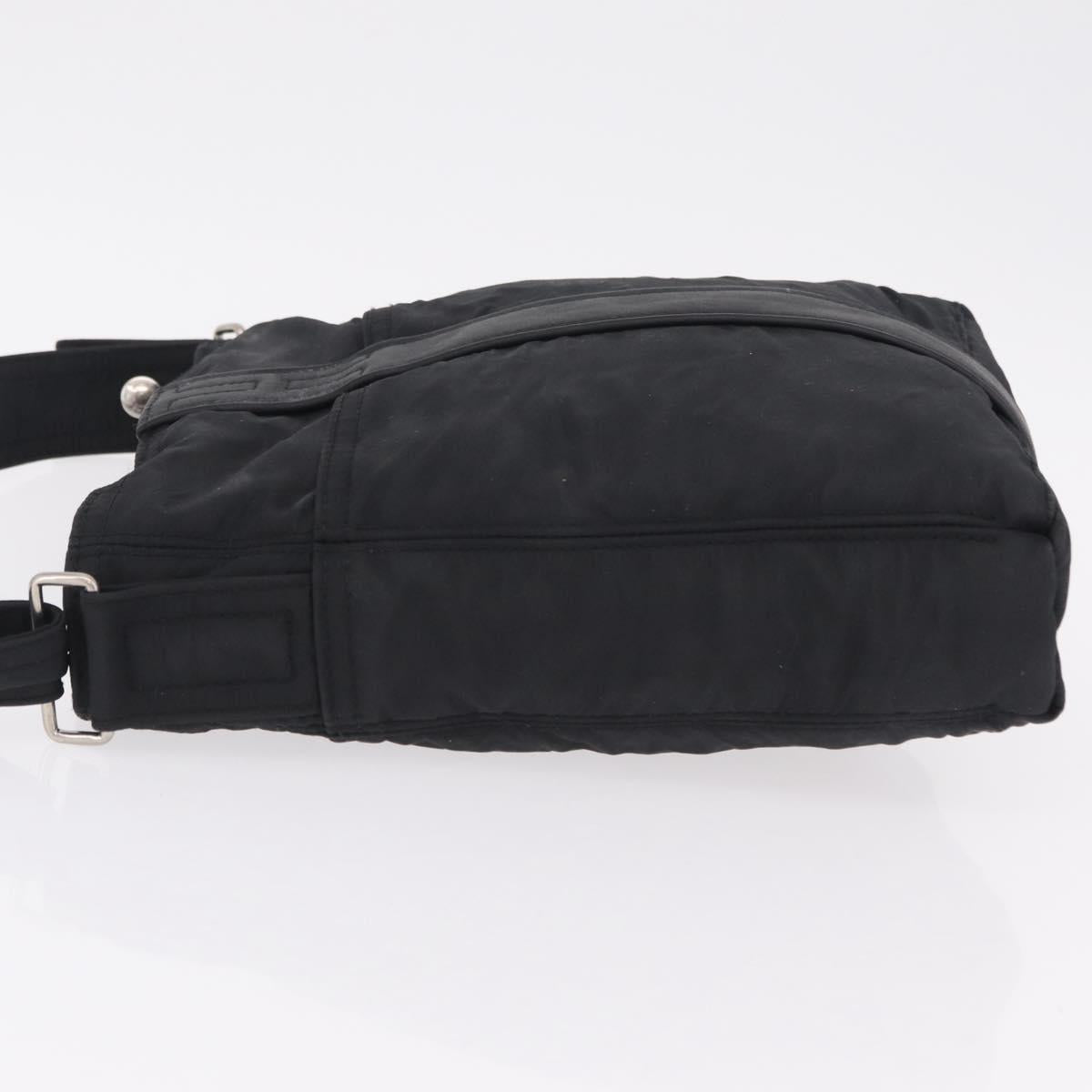 HERMES Acapulco Bandouliere Shoulder Bag Nylon Black Silver Auth bs37330