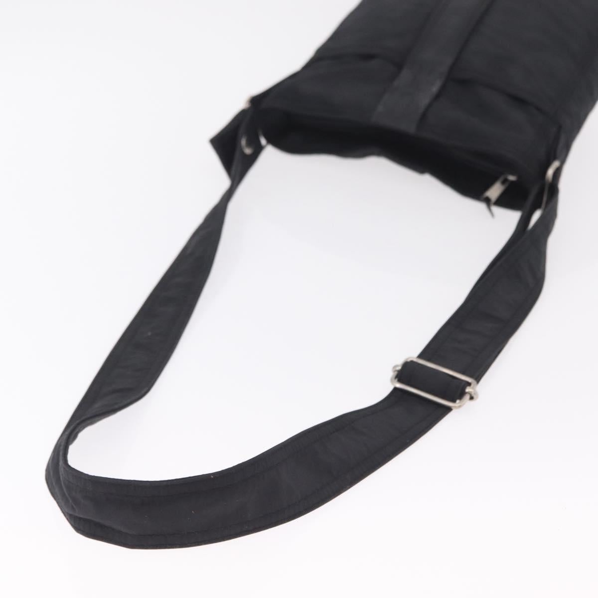 HERMES Acapulco Bandouliere Shoulder Bag Nylon Black Silver Auth bs37330