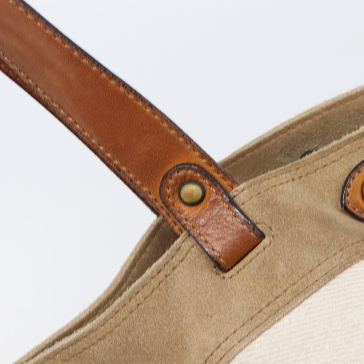 BURBERRY Blue Label Tote Bag Canvas White Auth bs37331
