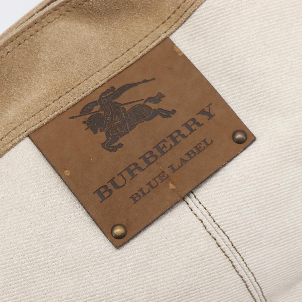 BURBERRY Blue Label Tote Bag Canvas White Auth bs37331
