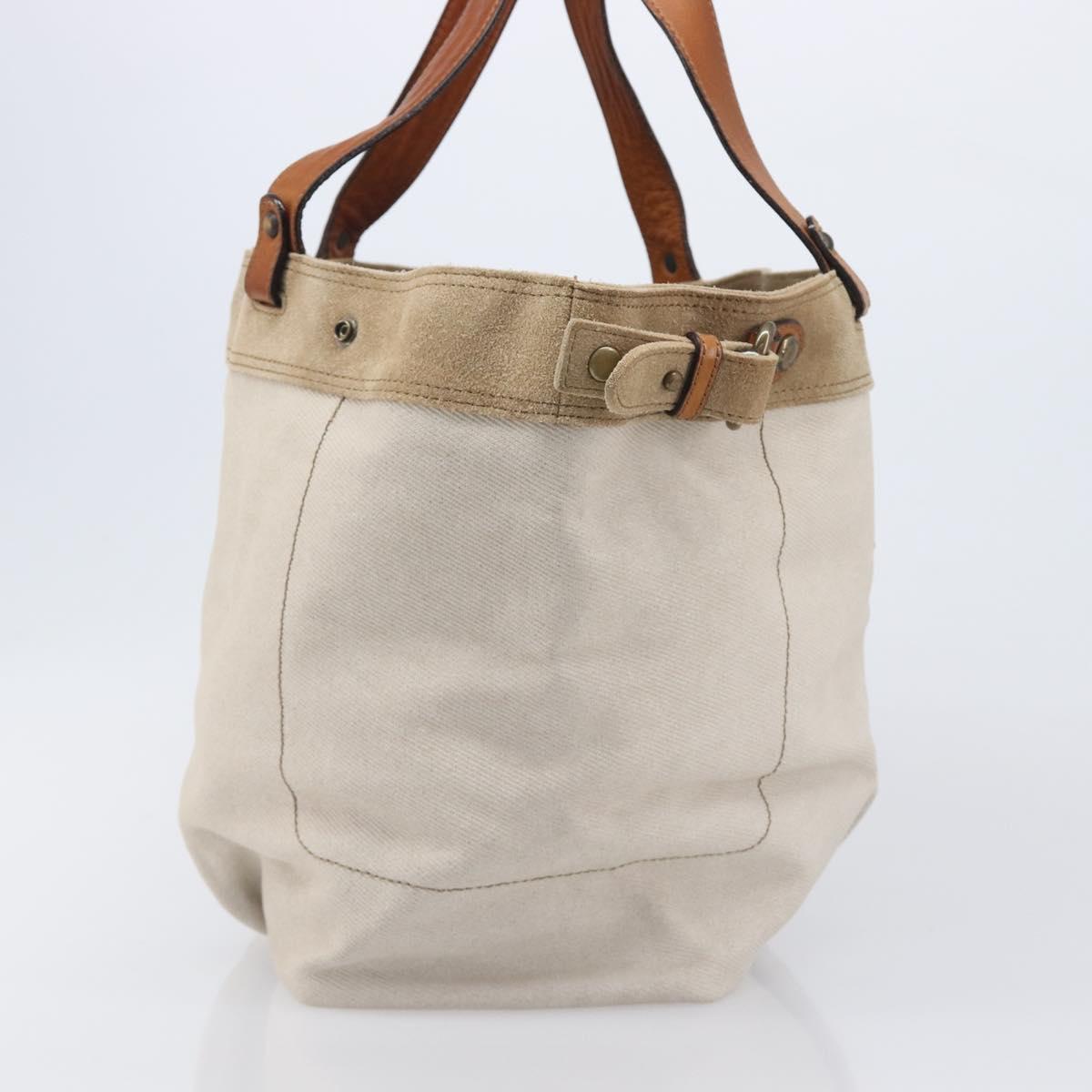 BURBERRY Blue Label Tote Bag Canvas White Auth bs37331