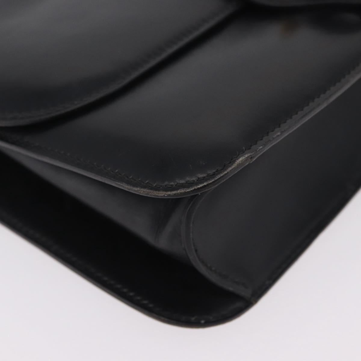 HERMES Dolly Shoulder Bag Leather Black Gold Auth bs37332