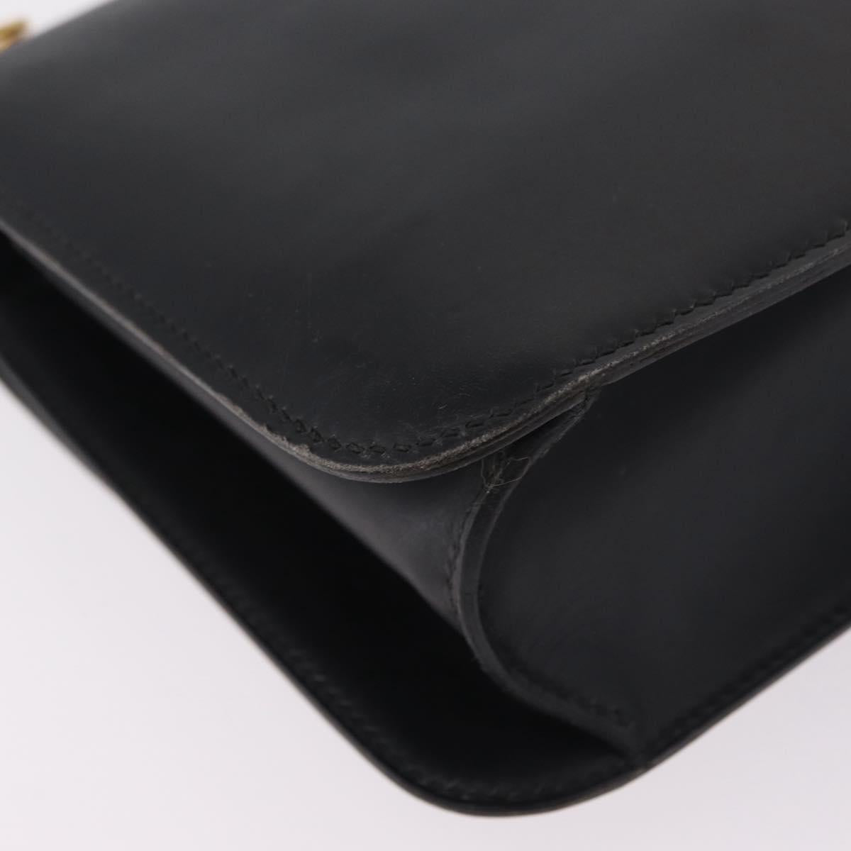 HERMES Dolly Shoulder Bag Leather Black Gold Auth bs37332