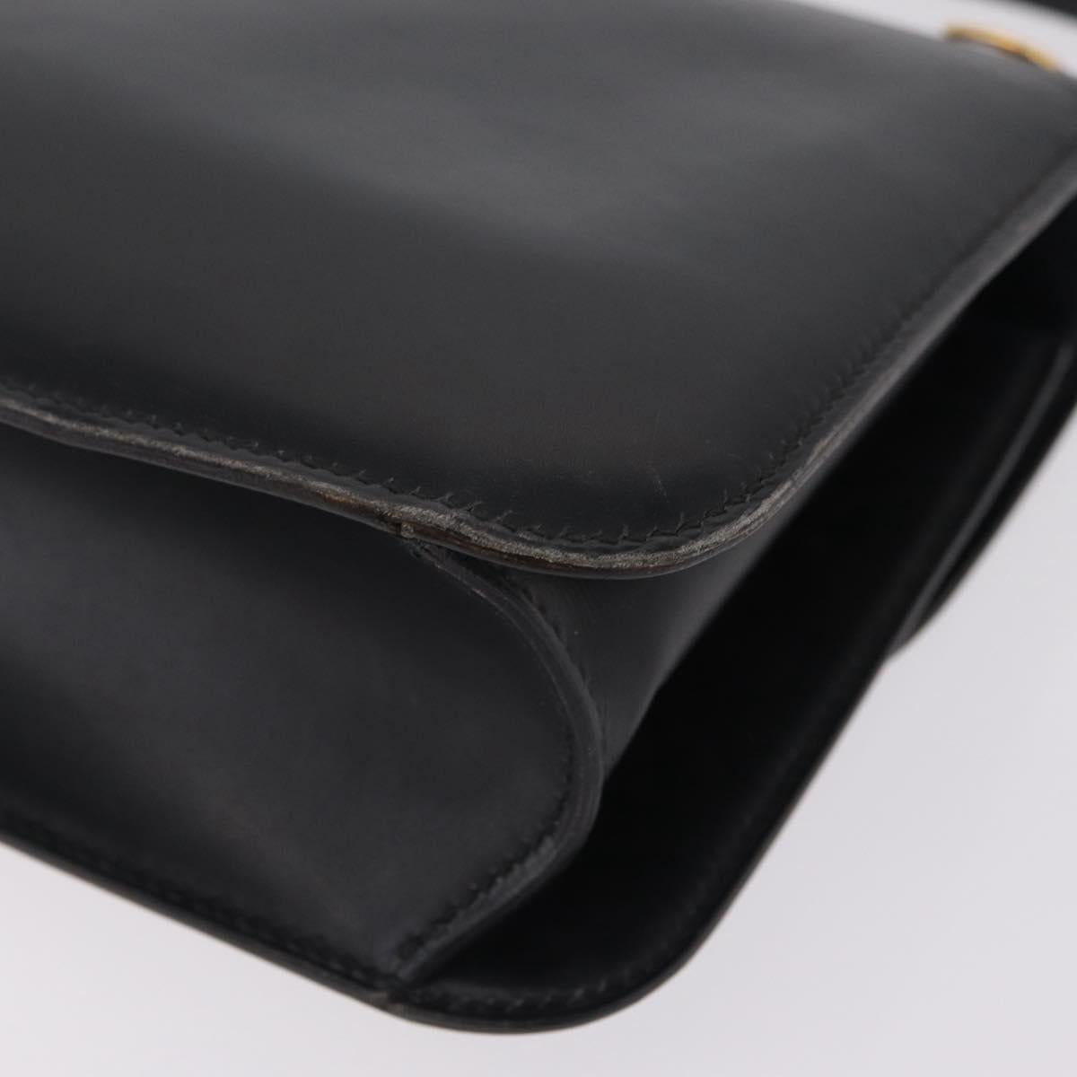 HERMES Dolly Shoulder Bag Leather Black Gold Auth bs37332