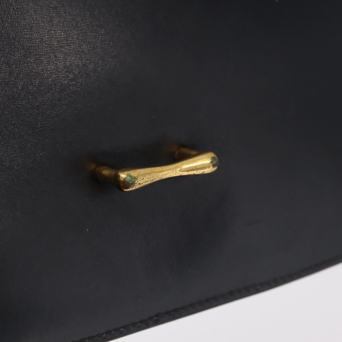 HERMES Dolly Shoulder Bag Leather Black Gold Auth bs37332