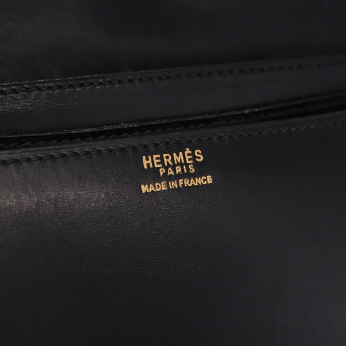 HERMES Dolly Shoulder Bag Leather Black Gold Auth bs37332