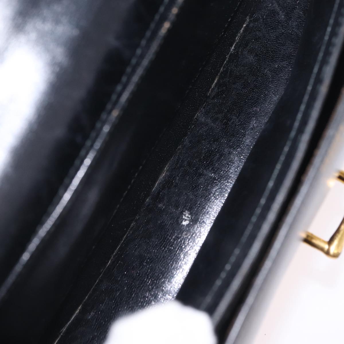 HERMES Dolly Shoulder Bag Leather Black Gold Auth bs37332