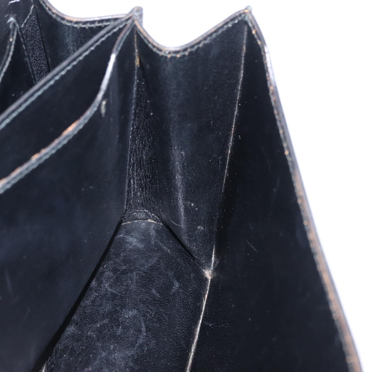 HERMES Dolly Shoulder Bag Leather Black Gold Auth bs37332