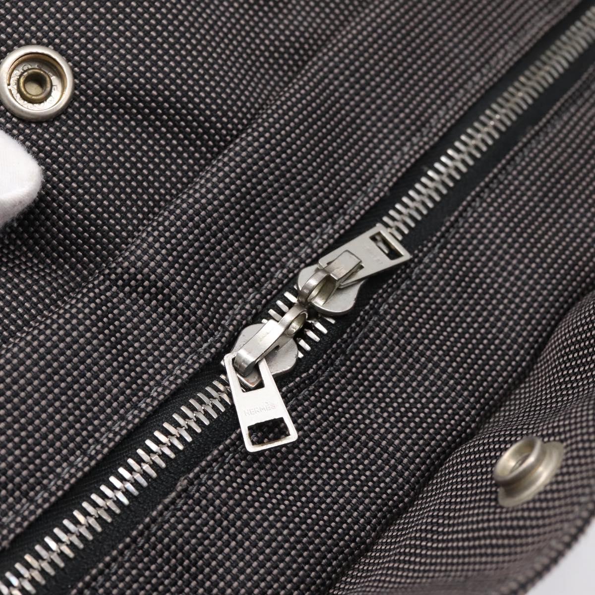 HERMES Her Line Tote MM Tote Bag Canvas Gray Silver Auth bs37333