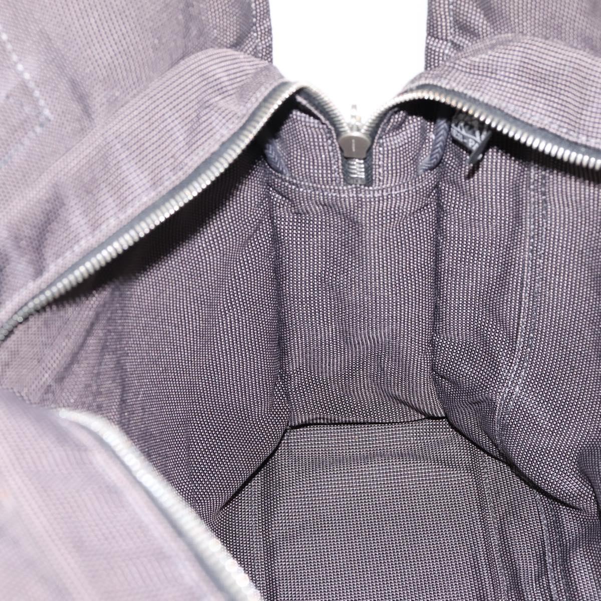 HERMES Her Line Tote MM Tote Bag Canvas Gray Silver Auth bs37333