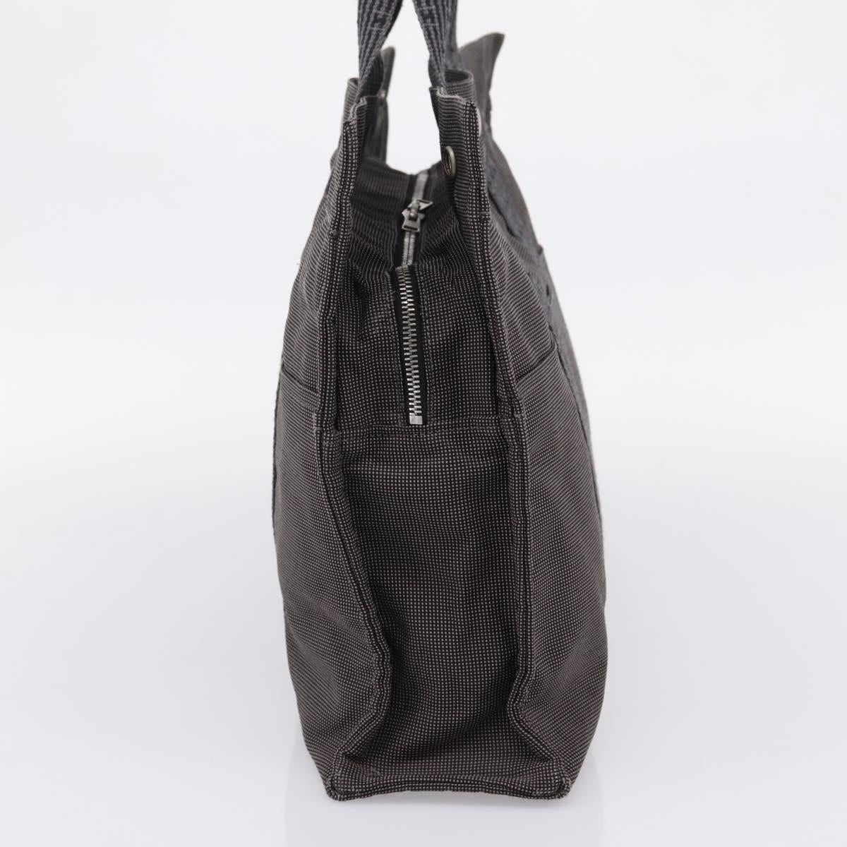 HERMES Her Line Tote MM Tote Bag Canvas Gray Silver Auth bs37333