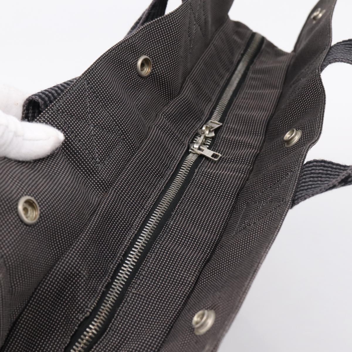 HERMES Her Line Tote MM Tote Bag Canvas Gray Silver Auth bs37333