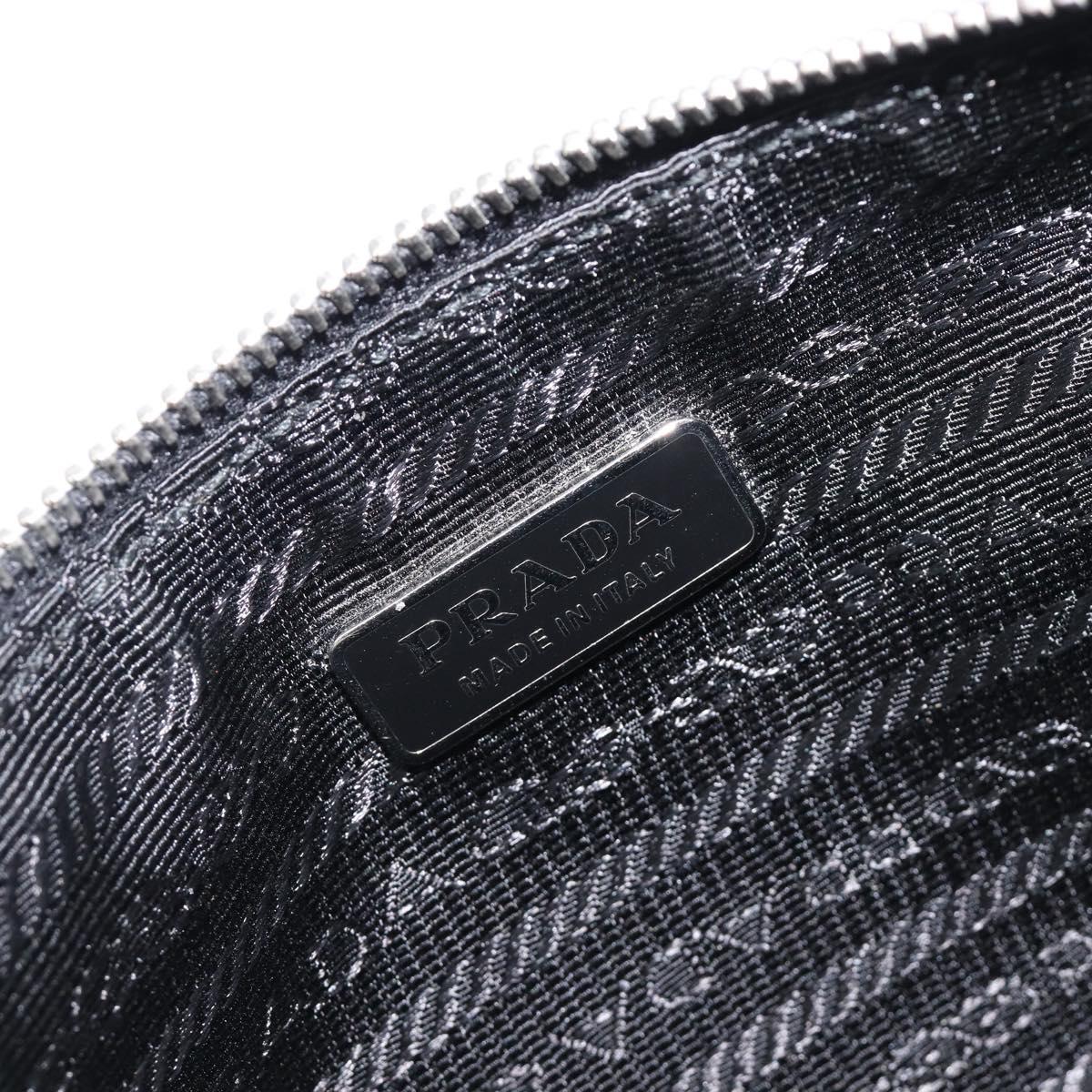 PRADA Pouch Nylon Black Silver Auth bs37334
