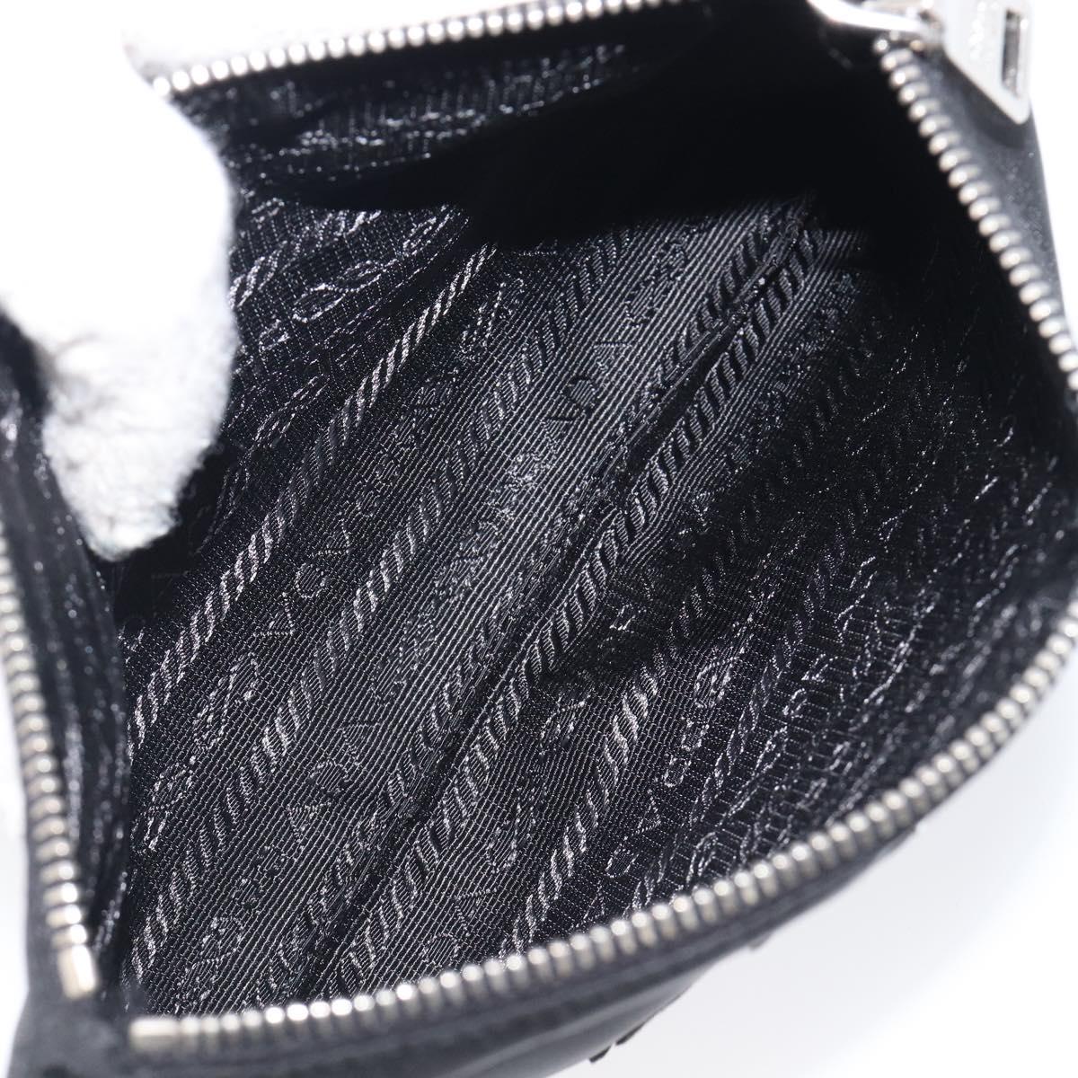 PRADA Pouch Nylon Black Silver Auth bs37334