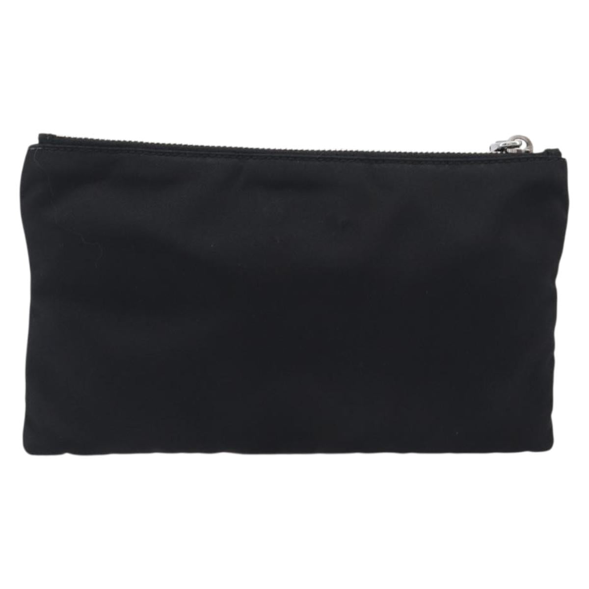 PRADA Pouch Nylon Black Silver Auth bs37334