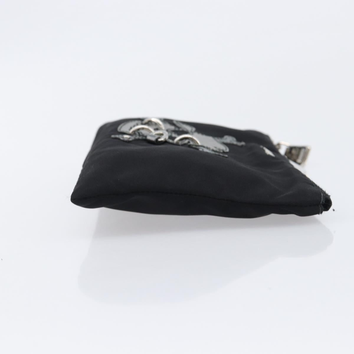 PRADA Pouch Nylon Black Silver Auth bs37334