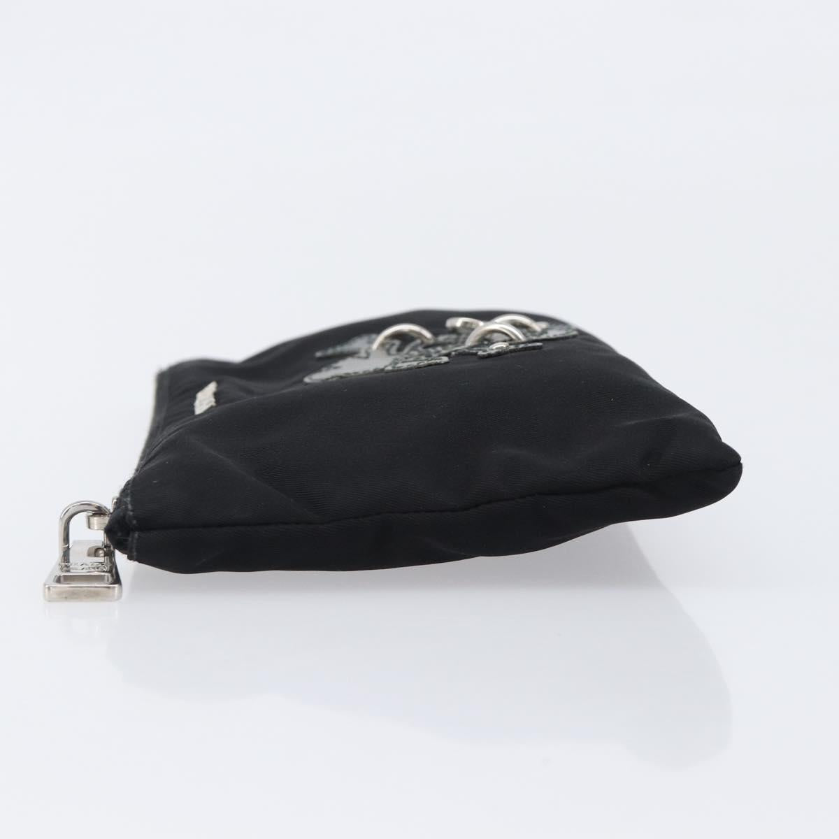 PRADA Pouch Nylon Black Silver Auth bs37334