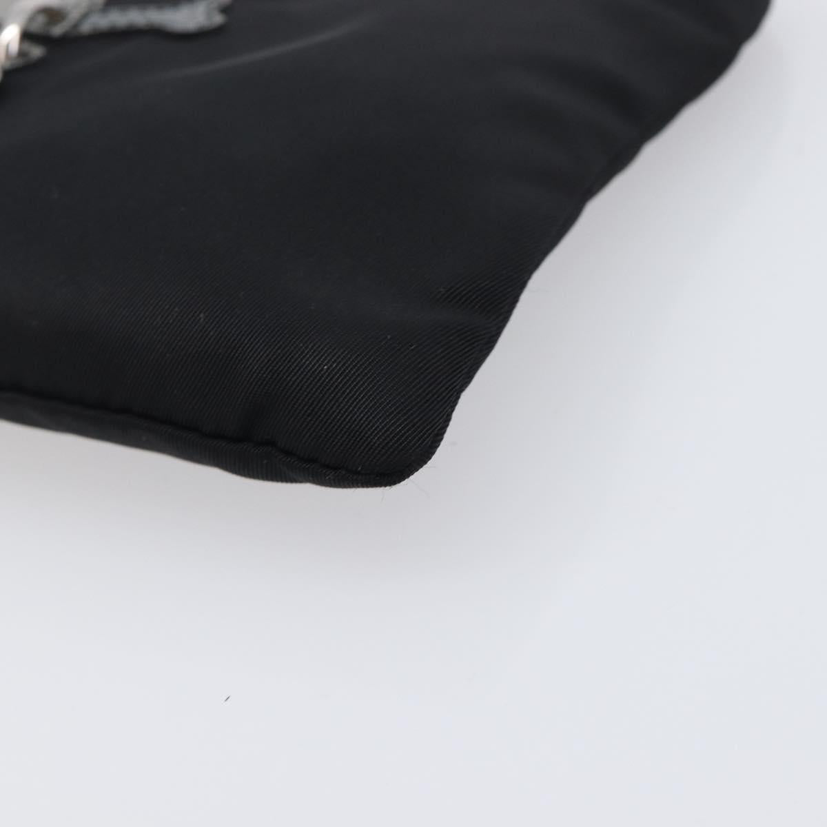 PRADA Pouch Nylon Black Silver Auth bs37334
