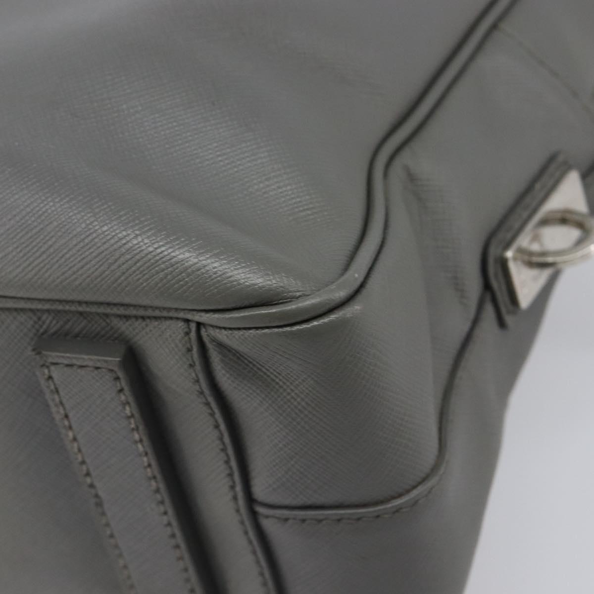 PRADA Business Bag Saffiano leather Gray Silver Auth bs37335A